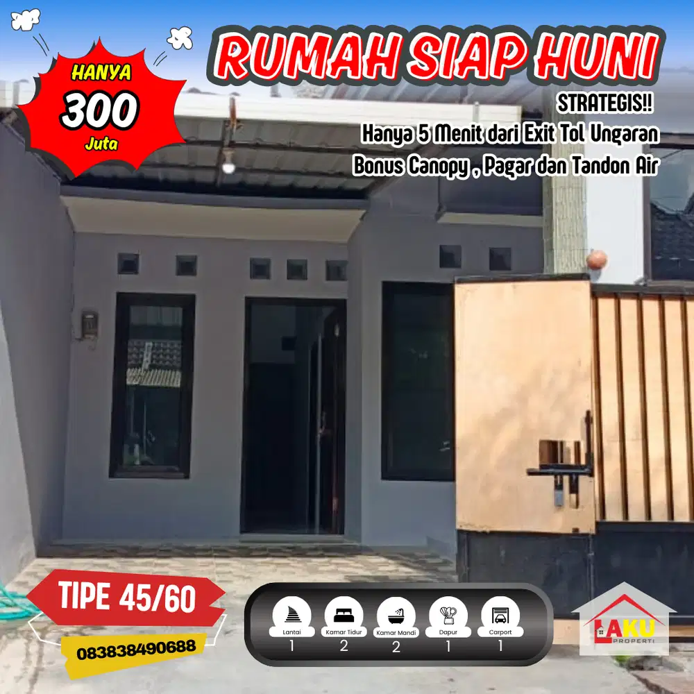 Rumah Siap Huni Full Bangunan Bonus Pagar & Kanopi Dekat Exit Tol