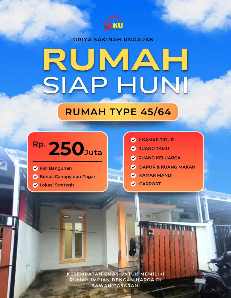 Rumah Siap Huni Full Bangunan – Bonus Canopy & Pagar! Harga Termurah!