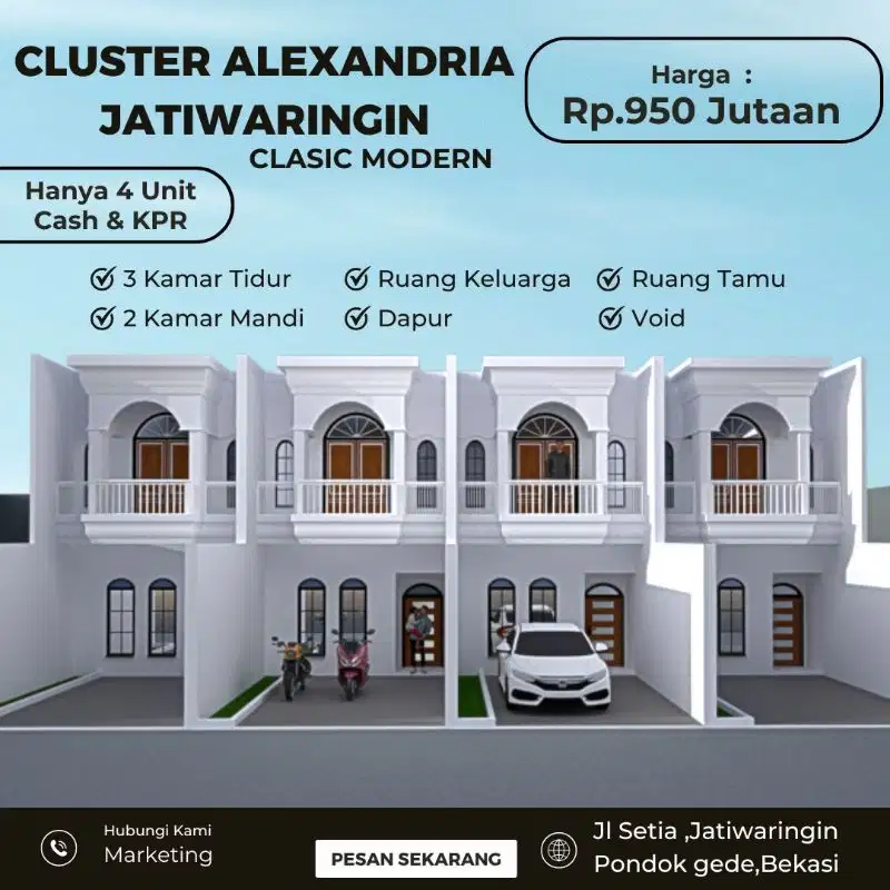 Rumah Cluster Strategis Dekat Tol Jatiwaringin