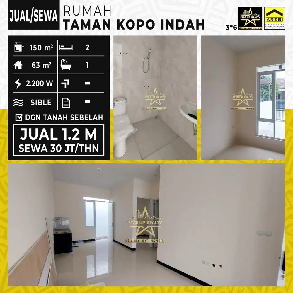 30 jt per tahun Disewakan rumah luas TKI / Dijual 1,2 M lt 150 lb 63