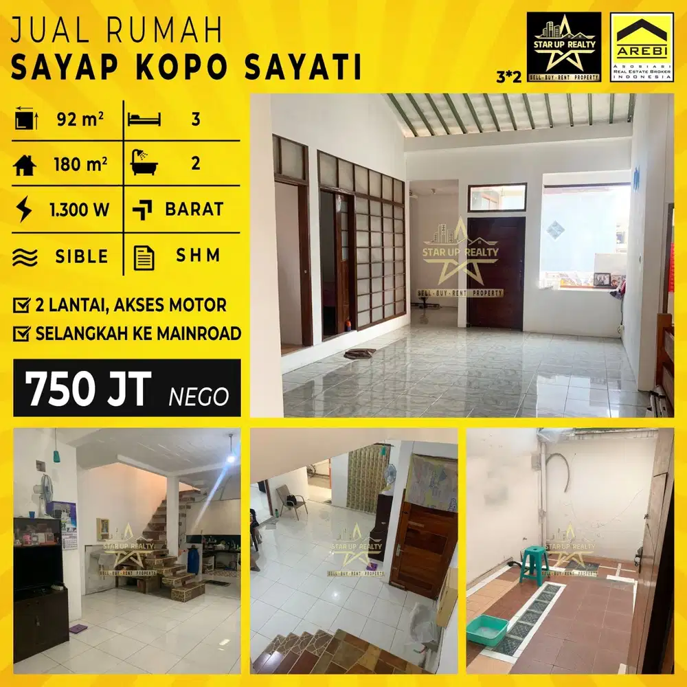750 Jt Dijual Rumah di Sayap Kopo Sayati Bangunan 2 Lantai akses motor