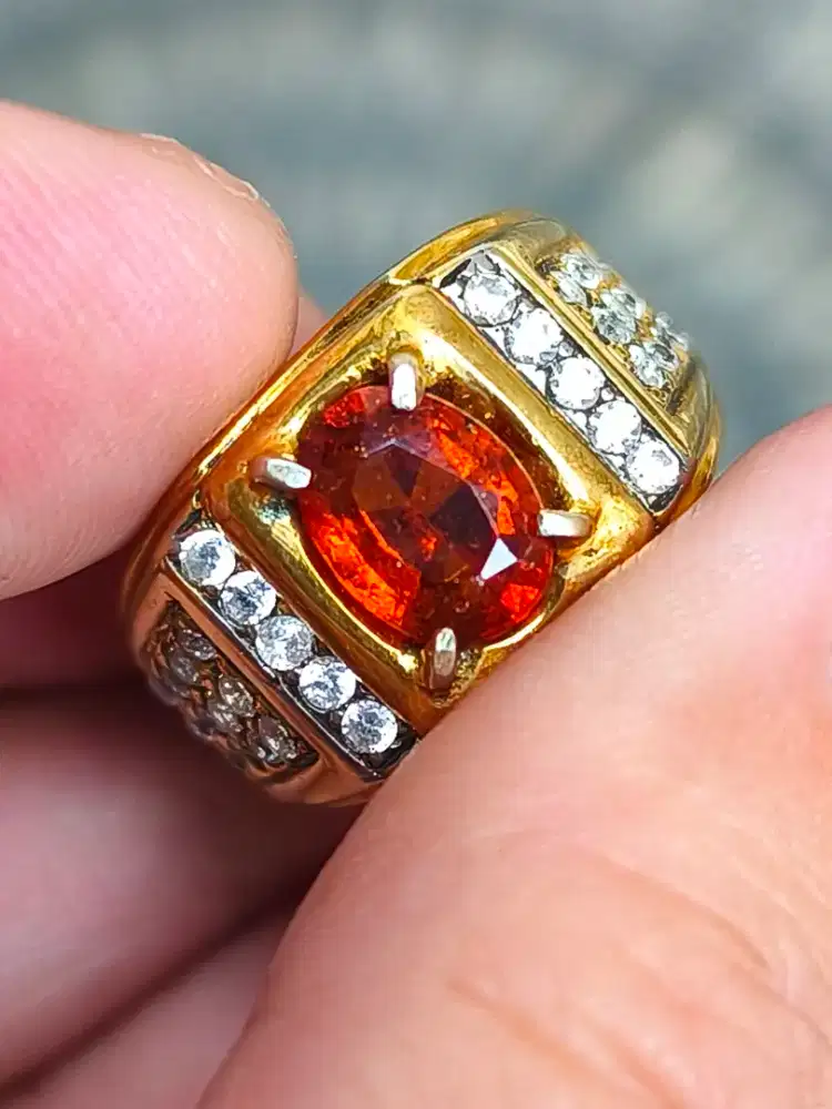 Cincin Batu garnet hessonite 2.36 carat ring perak memo MRI