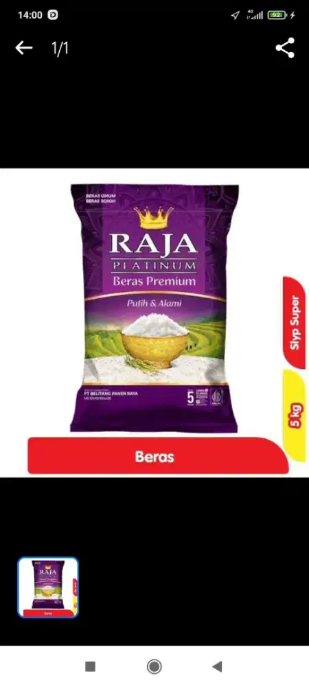 Beras premium 5kg sania raja platinum