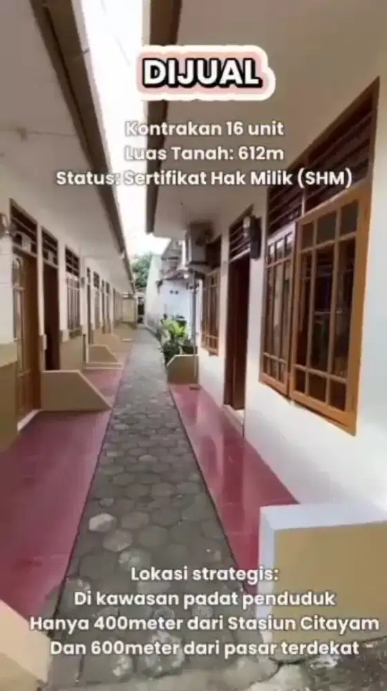 DI JUAL 15 PINTU KONTRAKAN & 1 RUMAH INDUK DEKET STASIUN CITAYAM