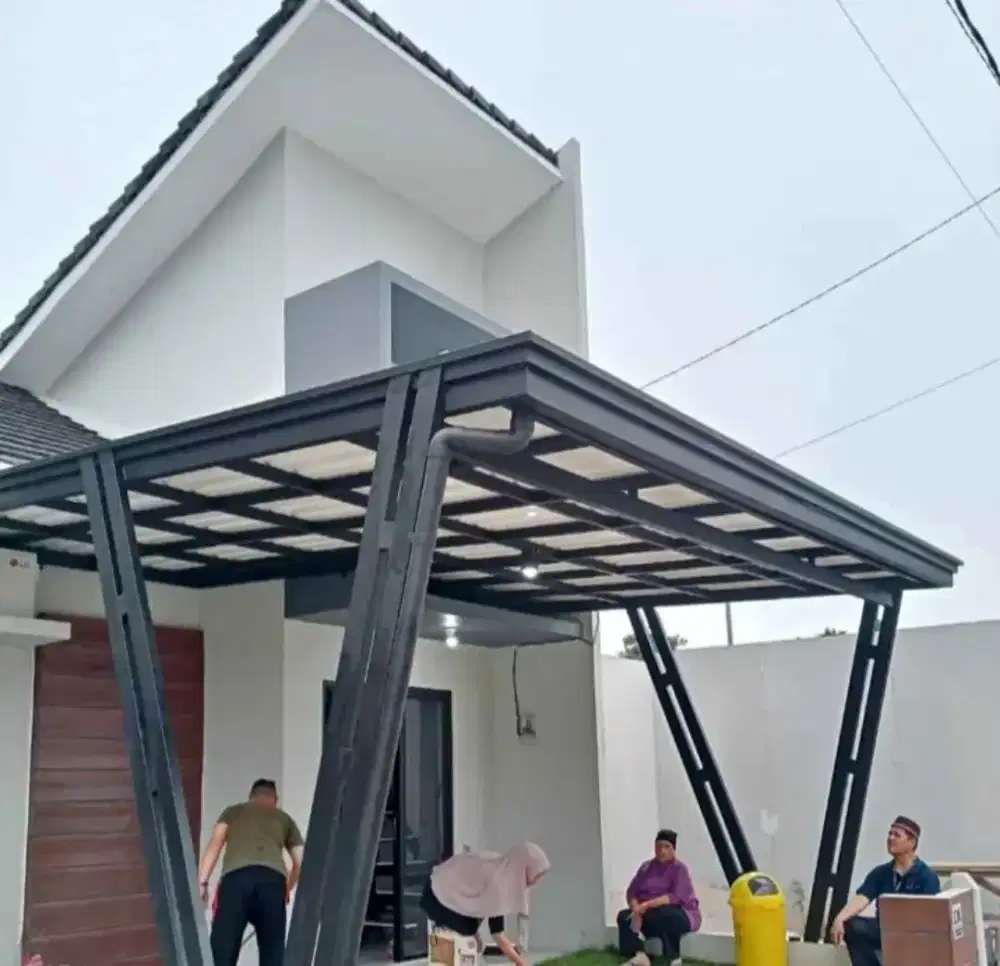 Kanopi atap alderon rangka besi