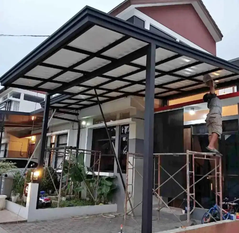 Kanopi atap alderon rangka besi holloh galpanis