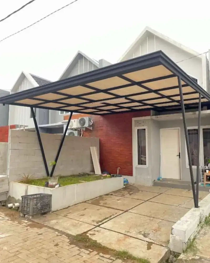 Kanopi atap alderon rangka besi