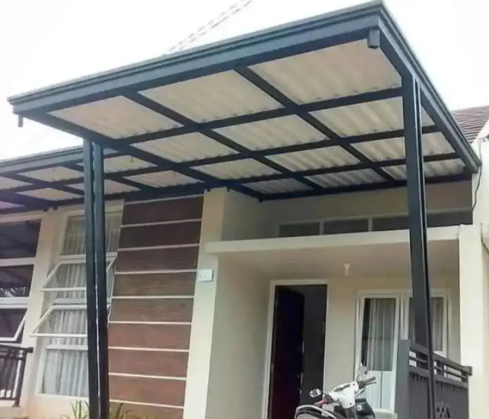 Kanopi atap alderon rangka besi