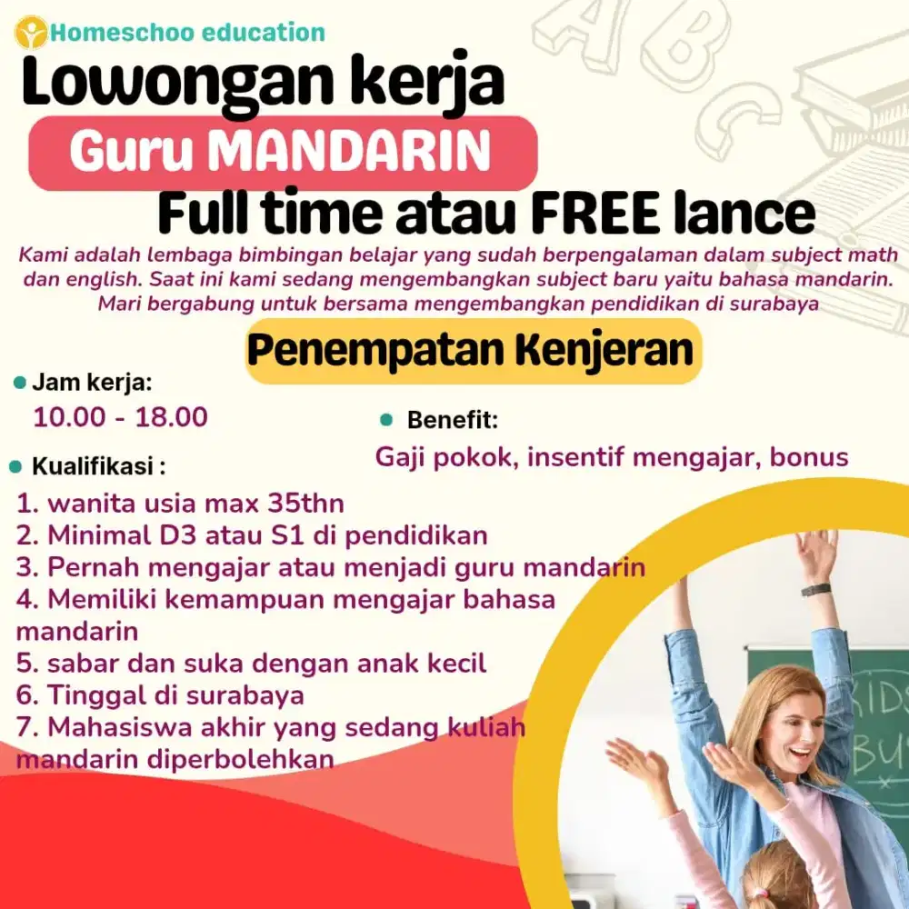 Loker guru bahasa mandarin untuk wilayah kenjeran