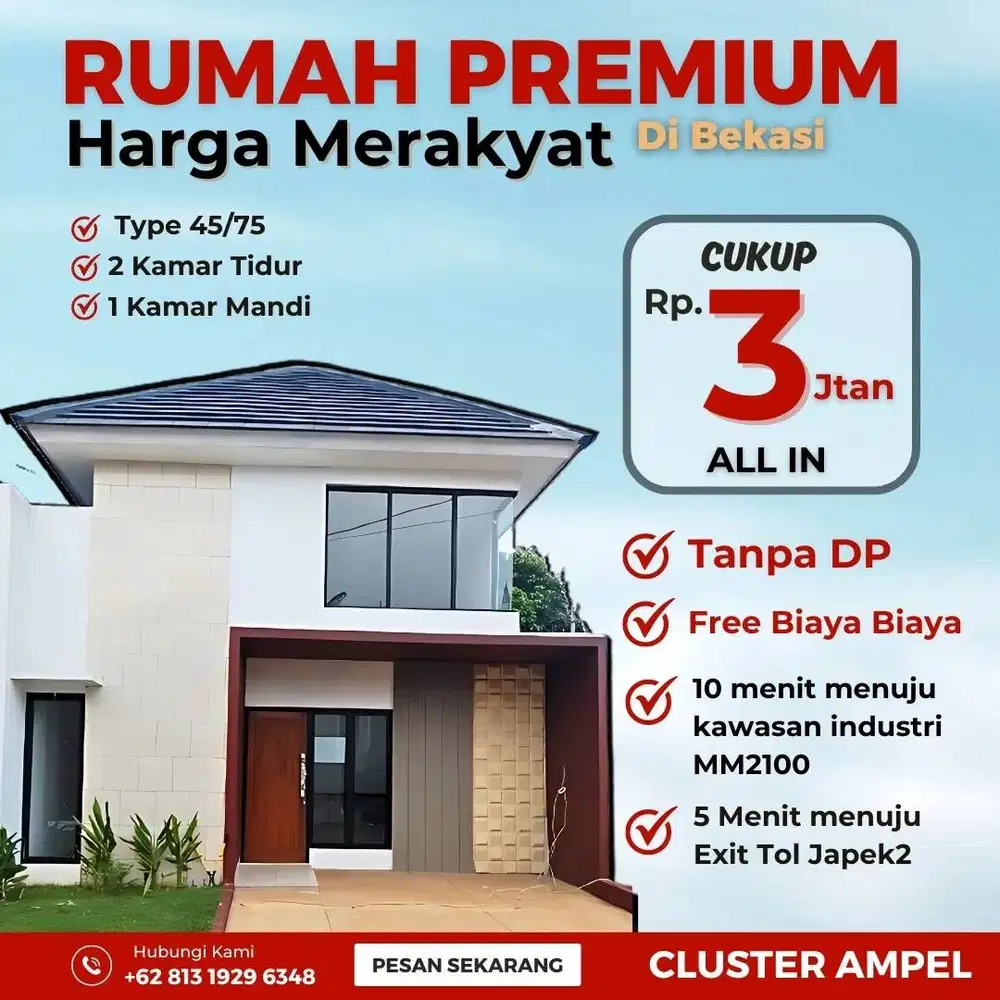 Take Over Rumah Cluster Ampel Setu Bekasi Timur