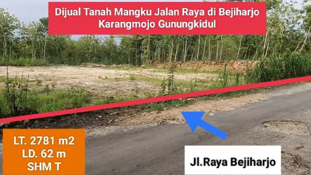 Jual Tanah murah pinggir jalan raya Goa Pindul Bejiharjo Gunung Kidu