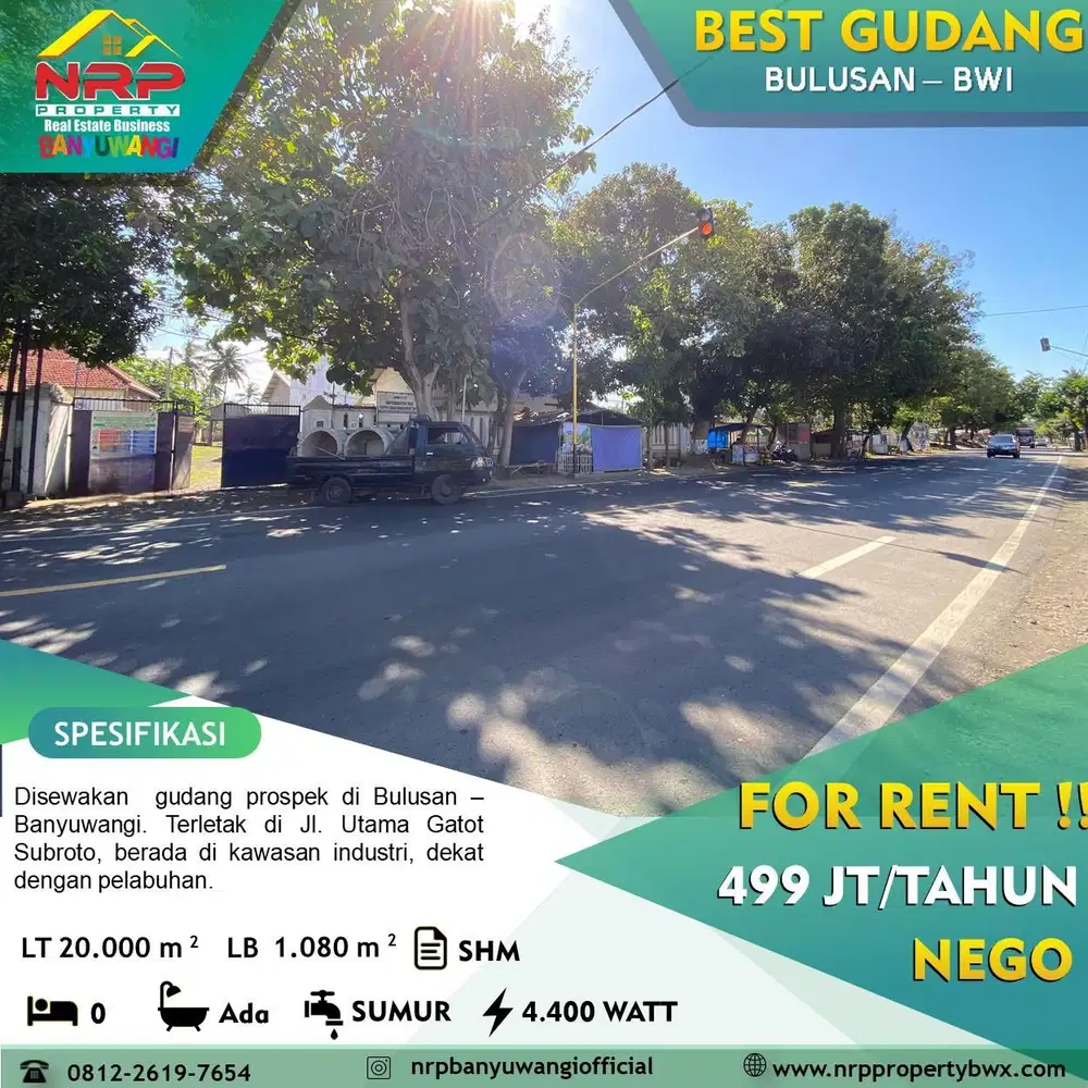 Gudang Sewa luas 2 hektar - Dekat Pelabuhan Ketapang