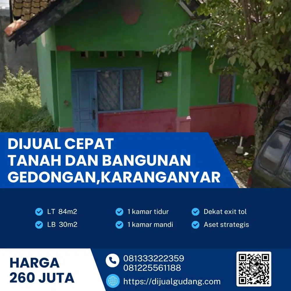 Aset Strategis!Tanah Bonus Rumah di Gedongan Colomadu – Dekat Bandara Adi Soemarmo Luas 84m2