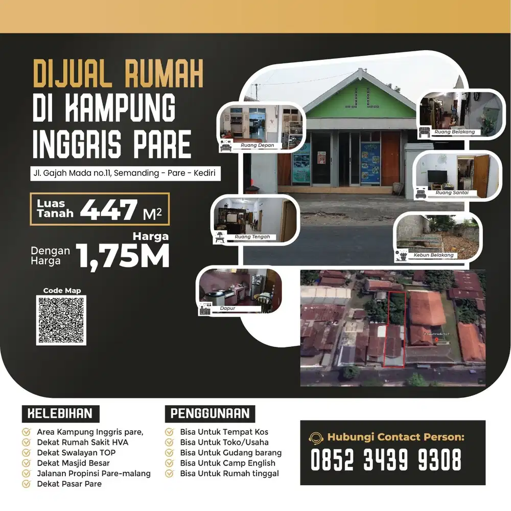 Dijual Rumah Dikampung Inggris Pare Lokasi Strategis