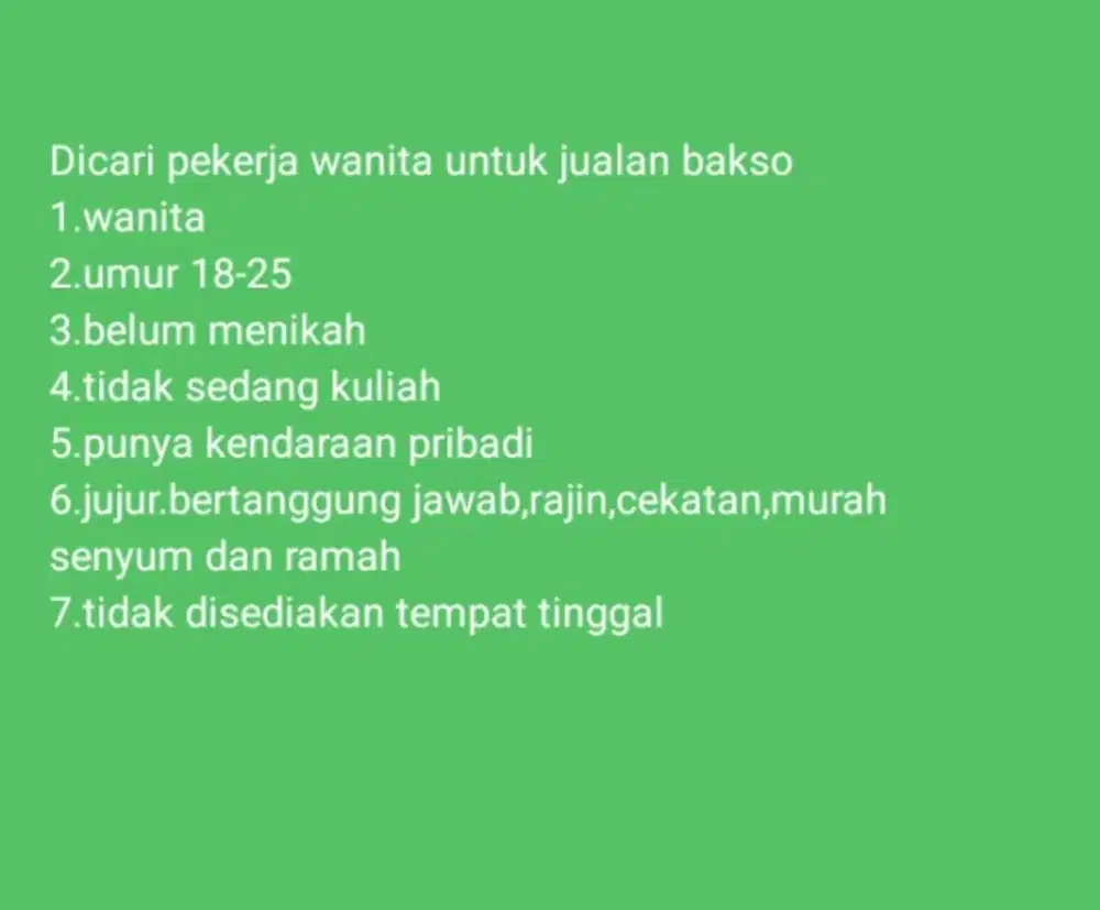 Dibutuhkan karyawan wanita/laki2