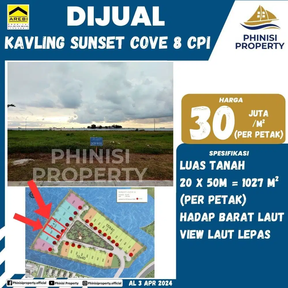 DIJUAL Kavling terbaik hadap laut di Sunset Cove 8 Citraland City CPI