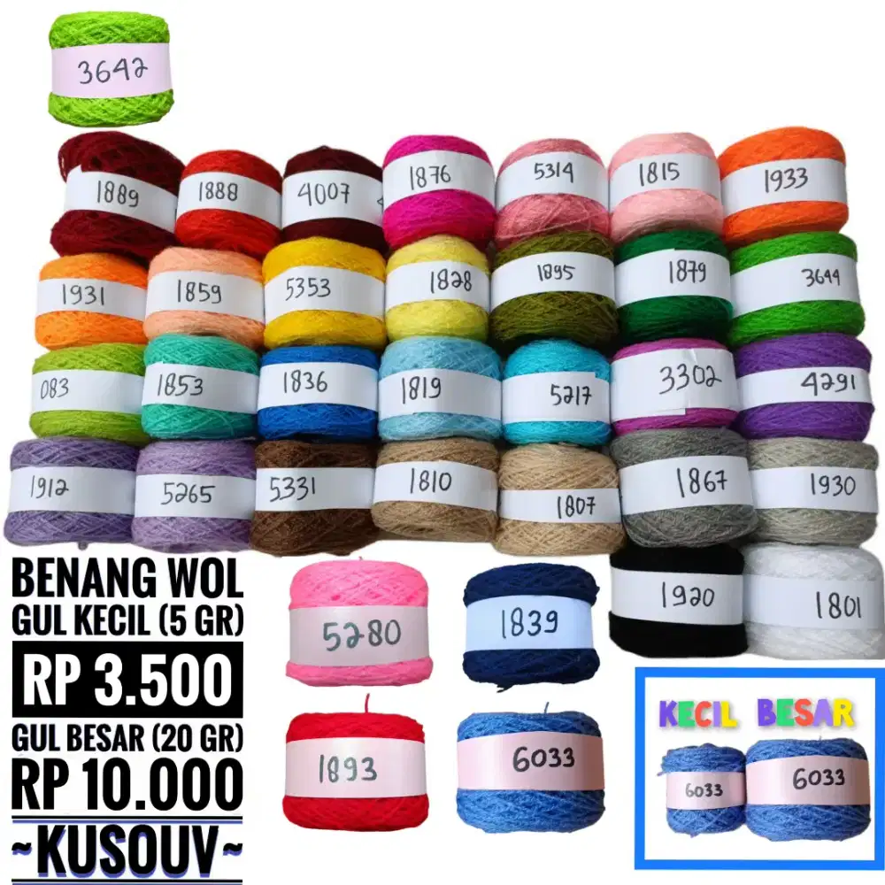Benang Wol Gulungan Kecil/Besar
