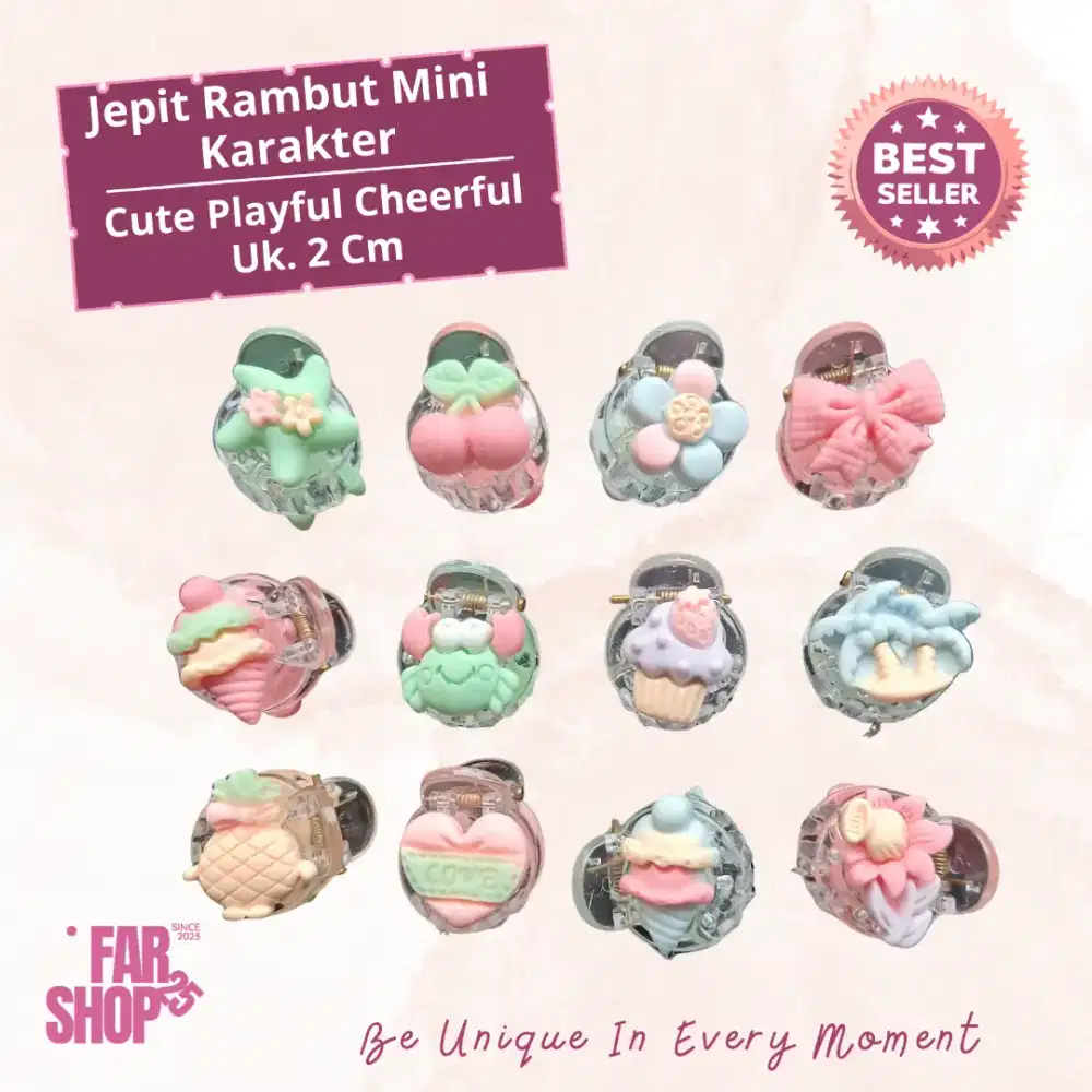 Jepit Rambut Mini Karakter Motif Boneka Clay Lucu Anak Perempuan 2 cm
