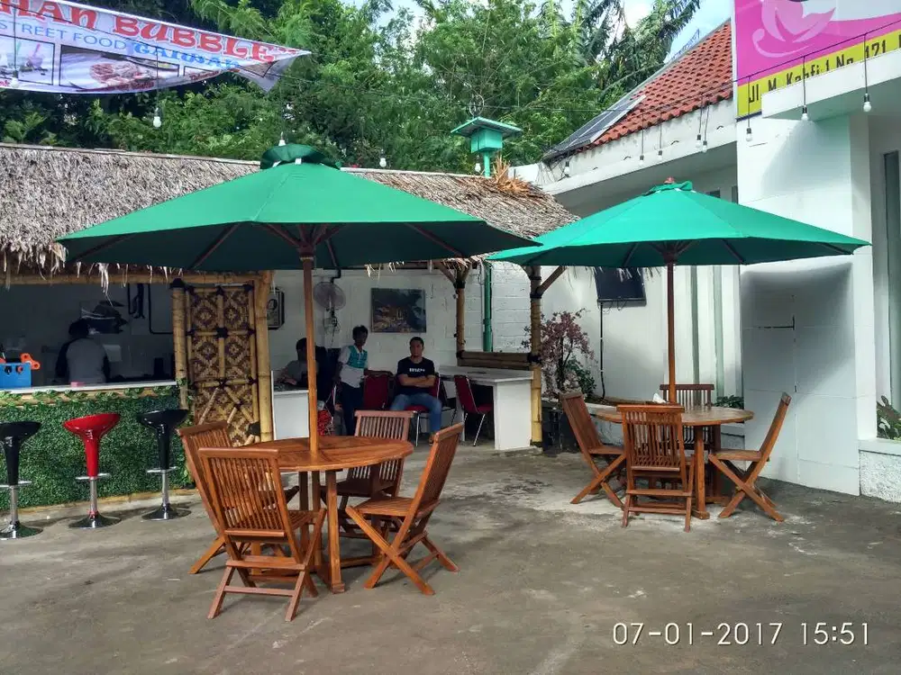 2026DC GRADE C SET MEJA PAYUNG TAMAN KAYU JATI DEPOK