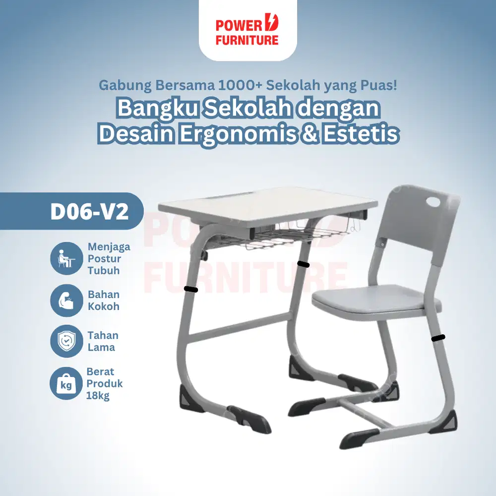 Meja Kursi Sekolah Besi Tipe D06 v2 - Set Meja Kursi Sekolah | Kursi d
