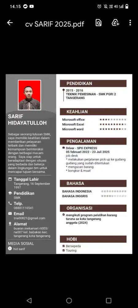 Mencari pekerjaan  pengalaman driver logistik