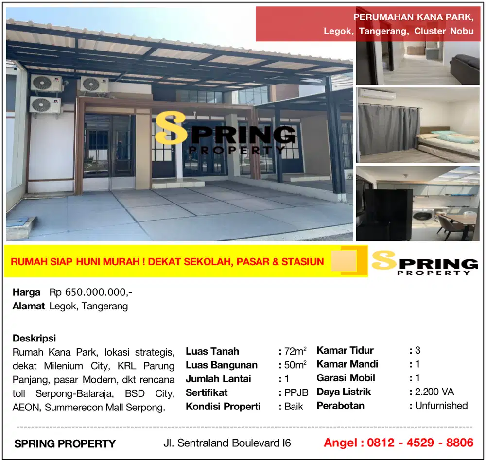 Rumah Murah Kana Park Siap Huni Dekat Stasiun Parung Panjang Legok