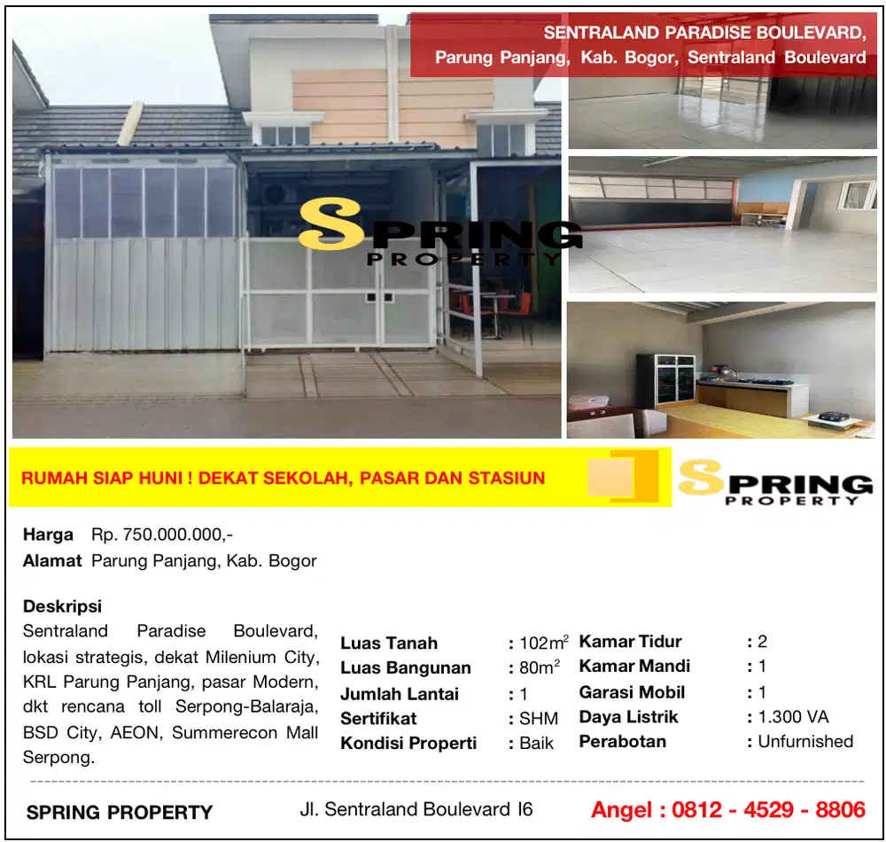 Rumah Murah Sentraland Paradise Boulevard Parung Panjang Bogor Legok