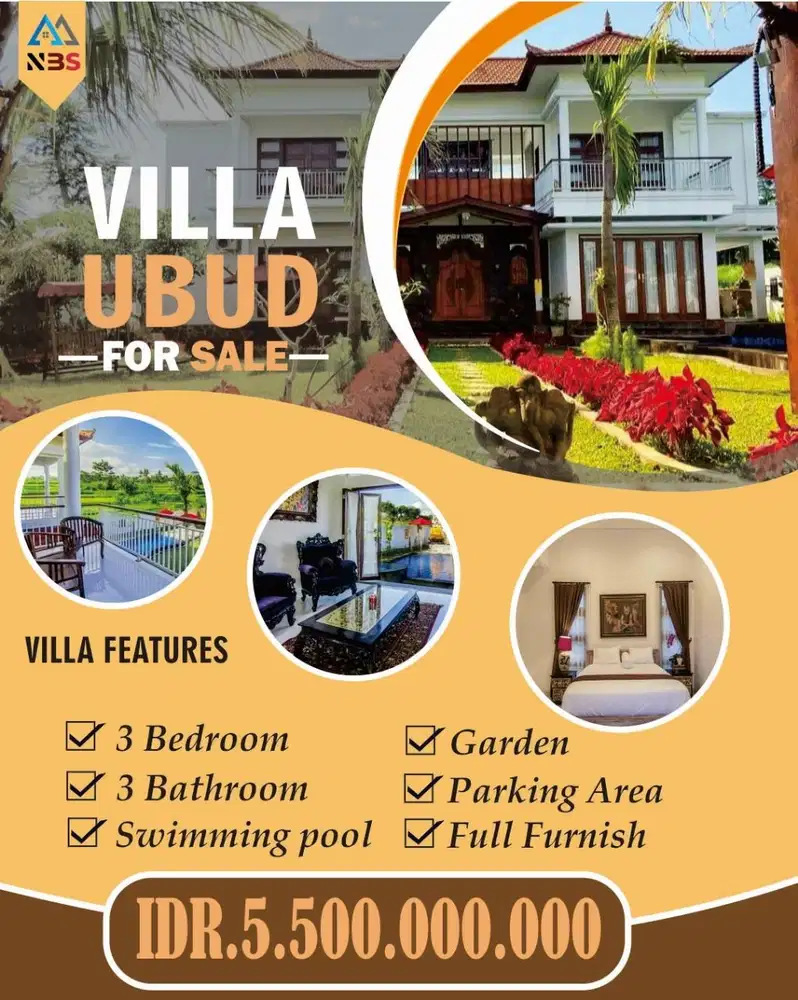 FOR SALE 2-STOREY VILLA WITH AMAZING RICE FIELD VIEW LOCATED IN UBUD