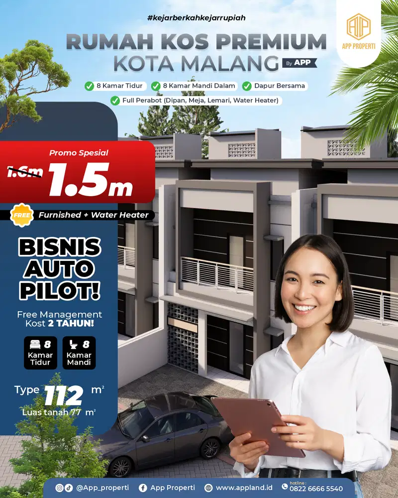 RUMAH KOS PREMIUM 8 KAMAR DEKAT UB DAN POLTEK KOTA MALANG
