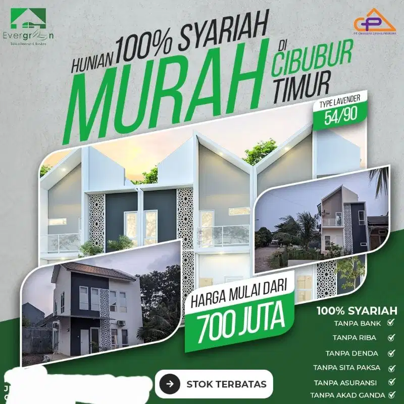 Dijual Rumah Syariah Baru di Cibubur Cileungsi