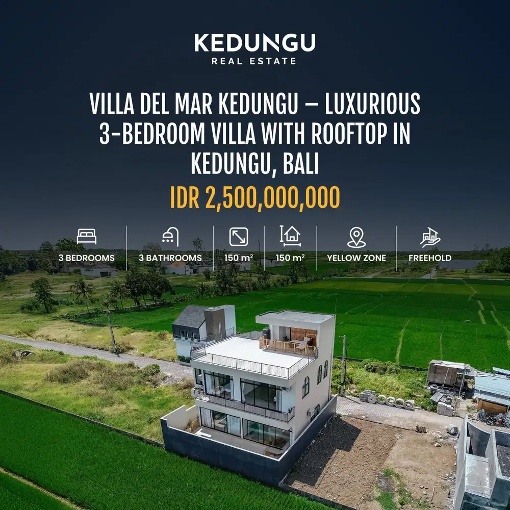 Villa Del Mar Kedungu – luxurious 3-bedroom villa with rooftop