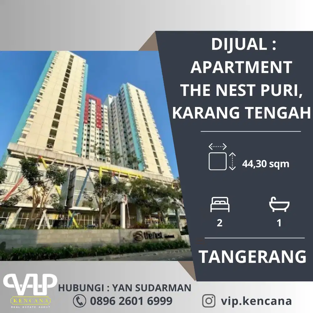 DIJUAL: Apartment The Nest Puri 2 BR, Karang Mulya, Tangerang