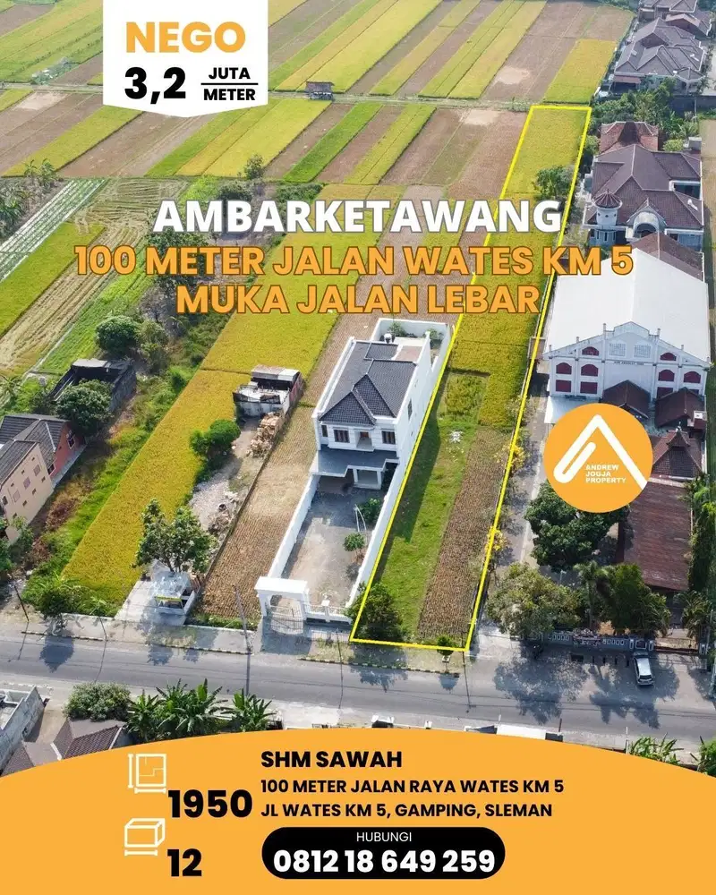 Tanah Ambarketawang Gamping 100 Meter Jalan Raya Wates KM 5