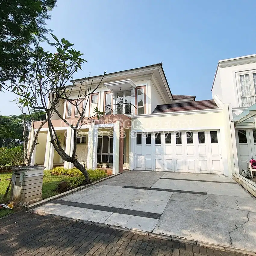 rumah mewah, view taman, clstr frangipani - de park di bsd, harga nego