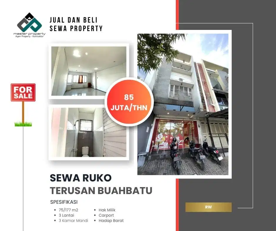 Ruko super strategis 3 lantai di Jalan Terusan Buahbatu Kota Bandung