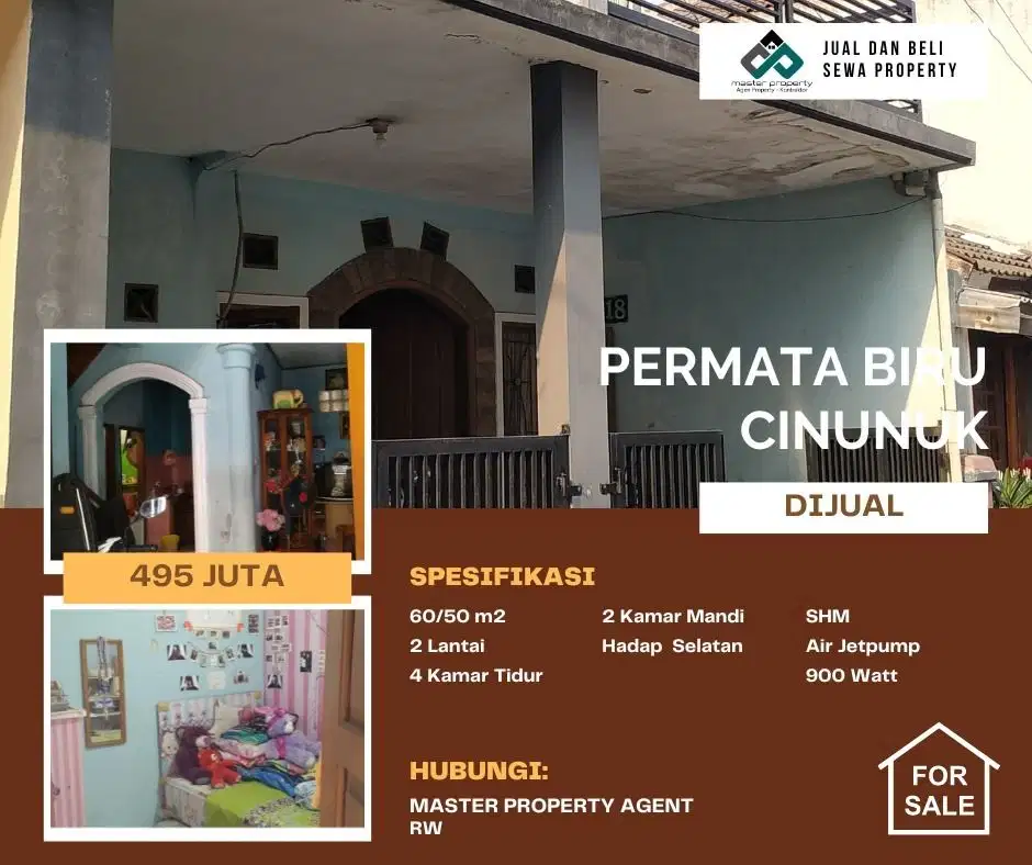 Dijual cepat rumah 2 lantai 400 jutaan di Permata Biru Cinunuk Bandung