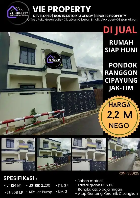 DIJUAL CEPAT MURAH, RUMAH RAPI  SIAP HUNI DI PONDOK RANGGON JAKTIM