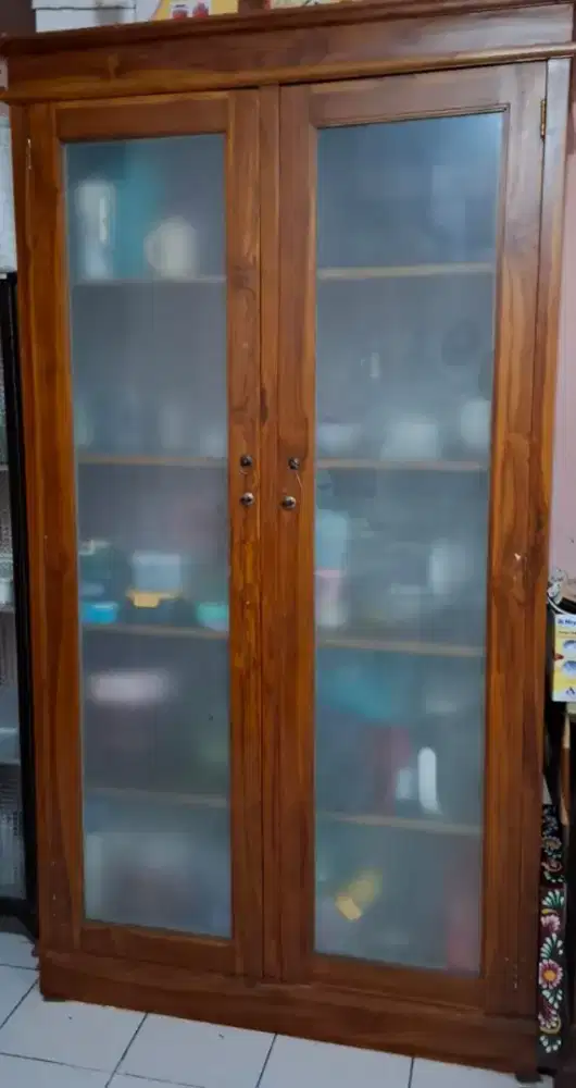 LEMARI BUFFET KAYU JATI ASLI piring gelas dll