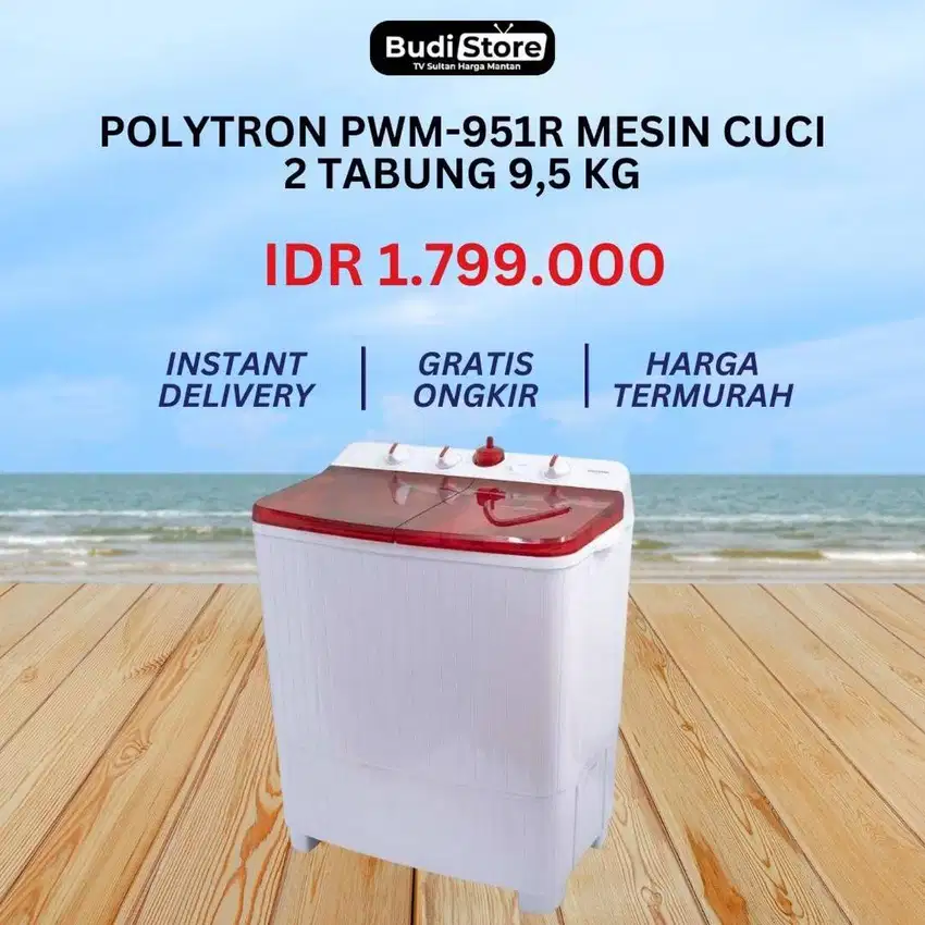 POLYTRON MESIN CUCI 2 TABUNG 9.5 KG TWIN TUB PWM-951-R/B / PWM 951 R/B