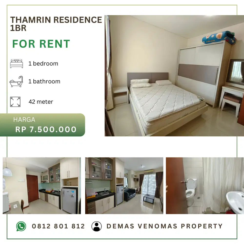 Disewakan Apartemen Thamrin Residence Type L 1BR Full & New Furnished