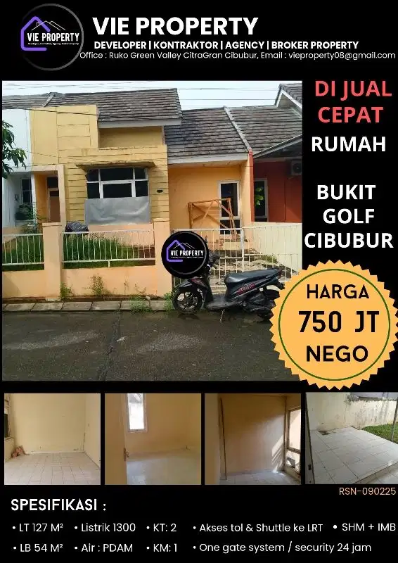 BANTING HARGA! DIJUAL CEPAT MURAH , RUMAH DI BUKIT GOLF CUBUBUR
