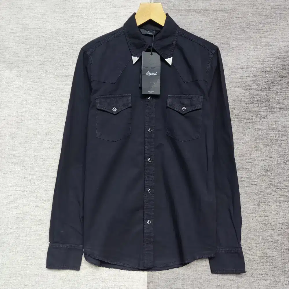 Kemeja Zara Men Denim long Sleeve colour Black Size S