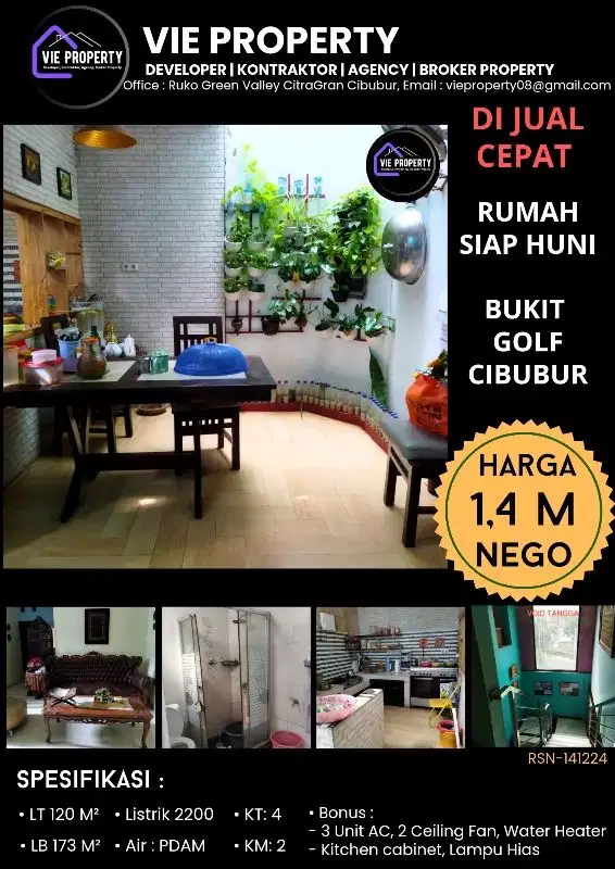 RUMAH SIAP HUNI MURAH DIJUAL DI BUKIT GOLF CIBUBUR