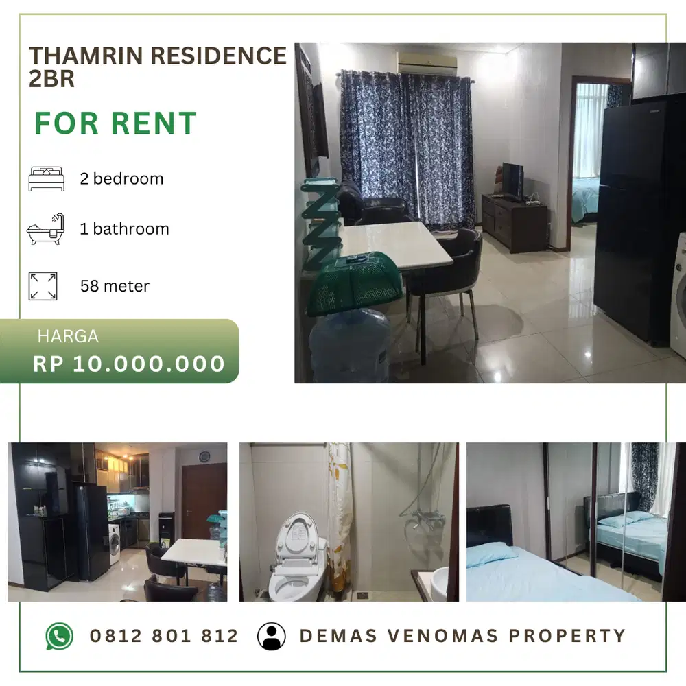 Disewakan Apartement Thamrin Residence 2BR Full Furnished Tower D