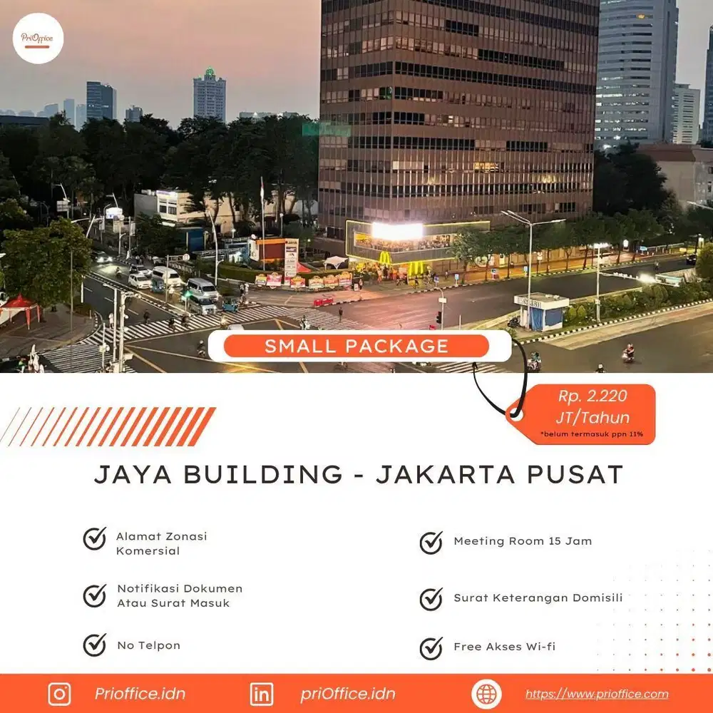 Tersedia Kantor Virtual Office di Jakarta Pusat Menteng lokasi strategis