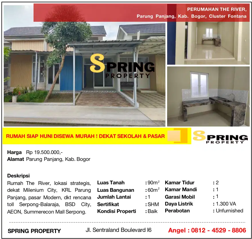 Rumah Murah di The River Siap Huni Stasiun Parung Panjang Bogor Legok