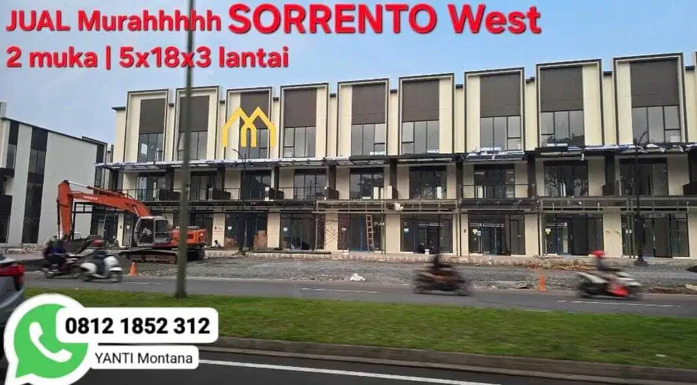 Jual Rugi Ruko Sorrento 2 Muka Hadap Jalan Di Gading Serpong