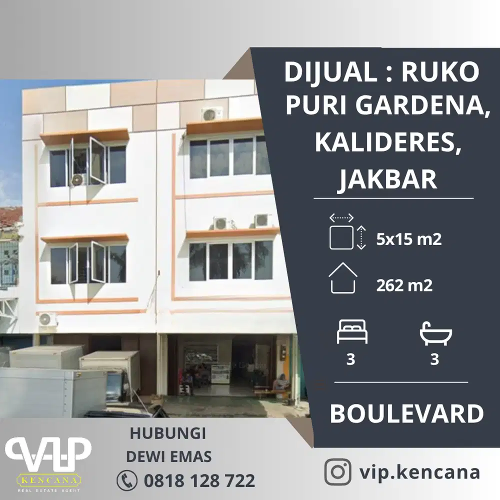 DIJUAL: Ruko di Puri Gardena, Kalideres, Jakarta Barat