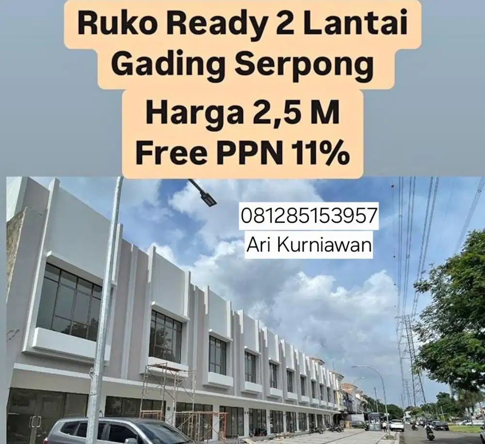 Ruko santa anna 2lt siap huni hadap jalan digading serpong free ppn