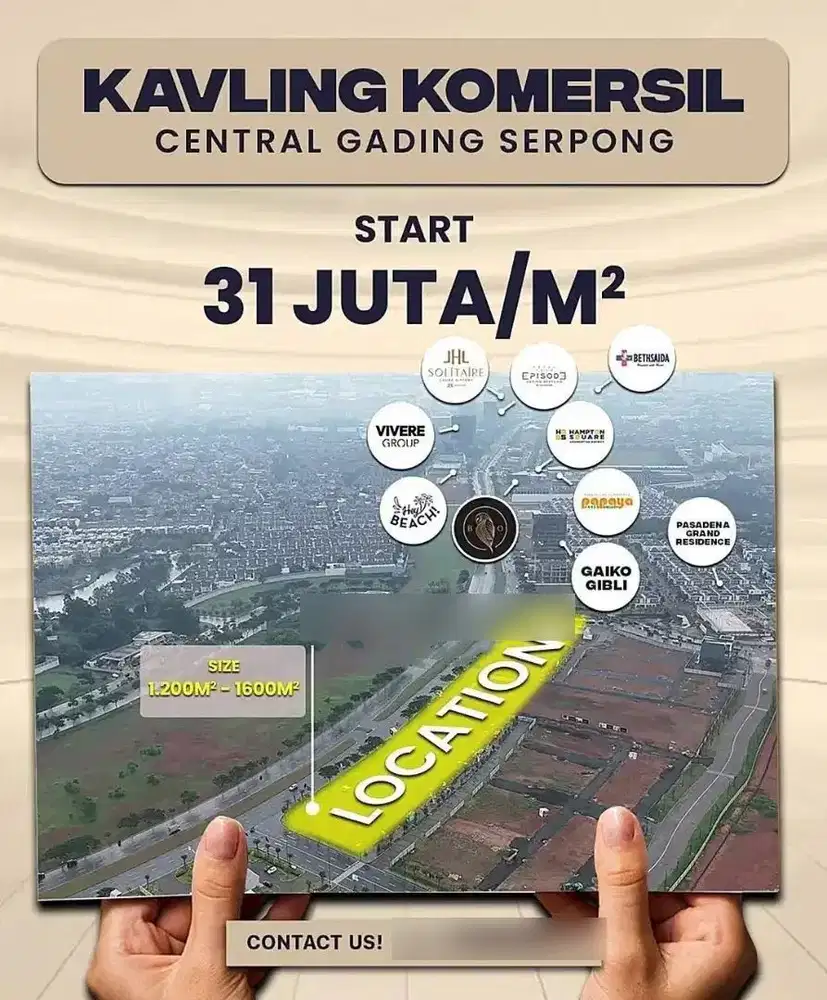 Kavling komersial di central gading serpong 31jt/m brand multinasional